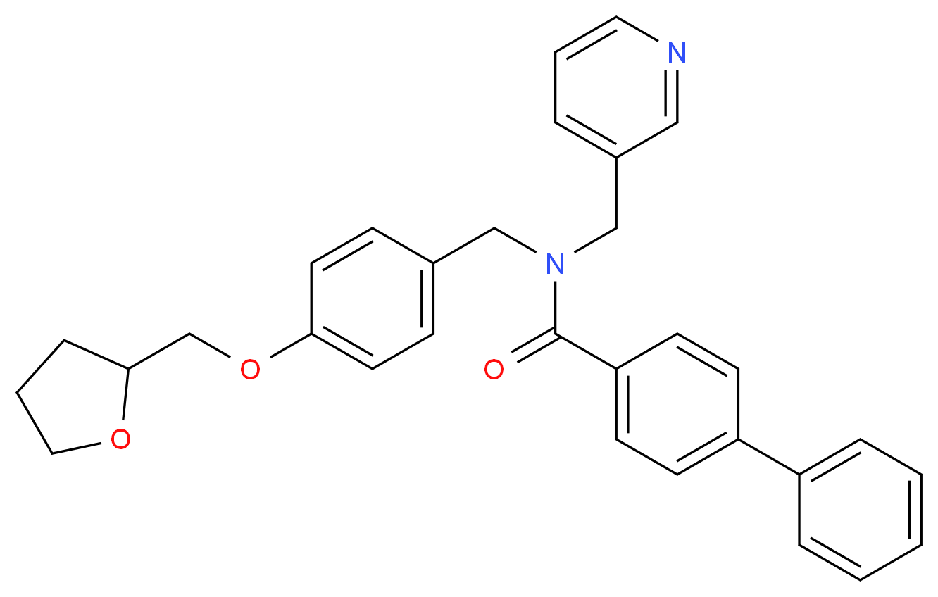 N-(3-pyridinylmethyl)-N-[4-(tetrahydro-2-furanylmethoxy)benzyl]-4-biphenylcarboxamide_分子结构_CAS_)