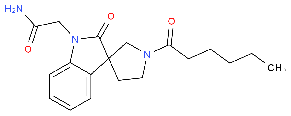 2-(1'-hexanoyl-2-oxospiro[indole-3,3'-pyrrolidin]-1(2H)-yl)acetamide_分子结构_CAS_)