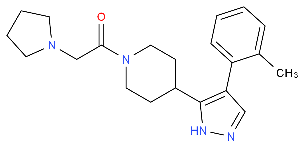 4-[4-(2-methylphenyl)-1H-pyrazol-5-yl]-1-(pyrrolidin-1-ylacetyl)piperidine_分子结构_CAS_)