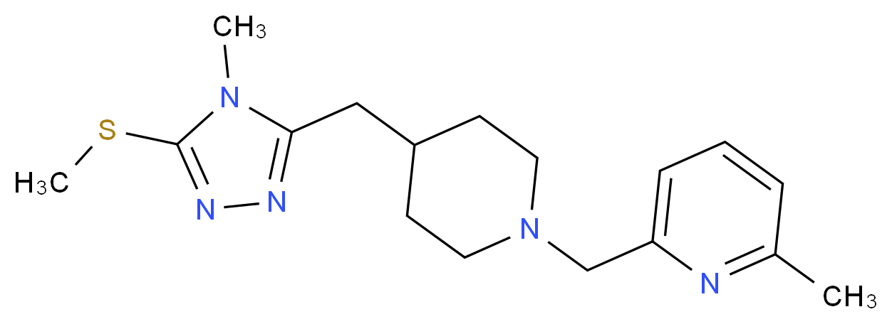 2-methyl-6-[(4-{[4-methyl-5-(methylthio)-4H-1,2,4-triazol-3-yl]methyl}piperidin-1-yl)methyl]pyridine_分子结构_CAS_)