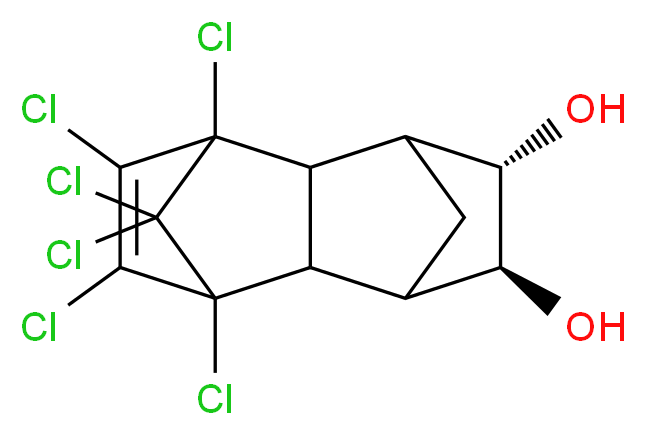 (4S,5S)-1,8,9,10,11,11-hexachlorotetracyclo[6.2.1.1<sup>3</sup>,<sup>6</sup>.0<sup>2</sup>,<sup>7</sup>]dodec-9-ene-4,5-diol_分子结构_CAS_3106-29-4