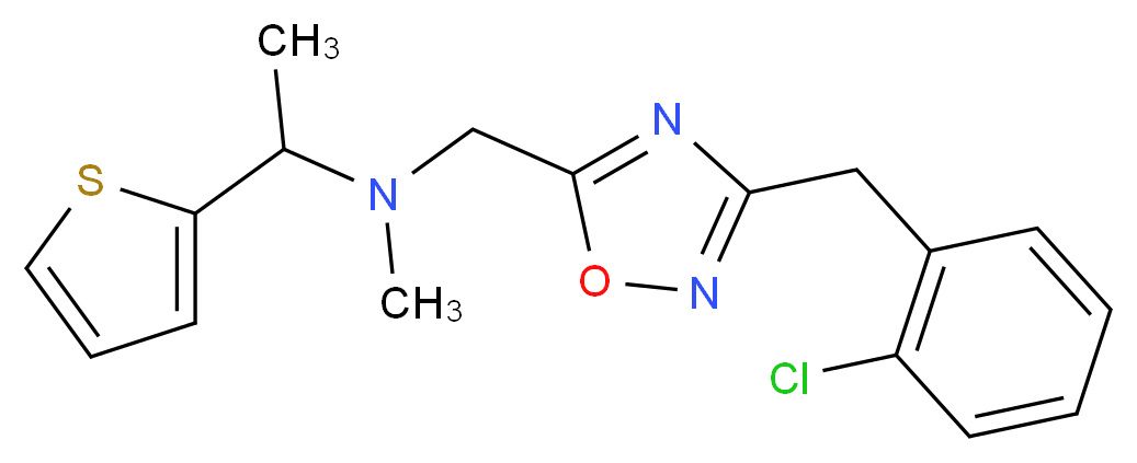 N-{[3-(2-chlorobenzyl)-1,2,4-oxadiazol-5-yl]methyl}-N-methyl-1-(2-thienyl)ethanamine_分子结构_CAS_)