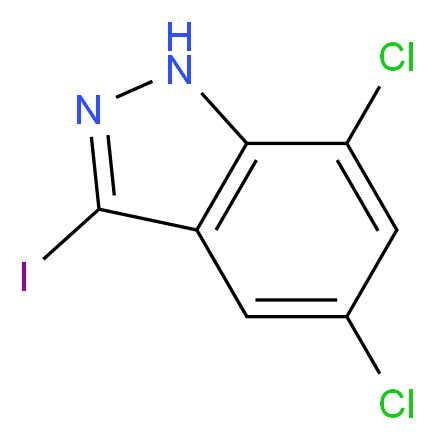 5,7-DICHLORO-3-IODO-1H-INDAZOLE_分子结构_CAS_885271-35-2)
