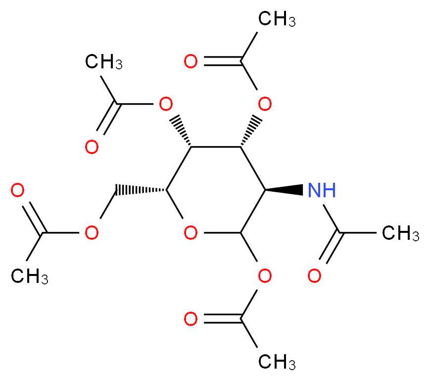 [(2R,3R,4R,5R)-3,4,6-tris(acetyloxy)-5-acetamidooxan-2-yl]methyl acetate_分子结构_CAS_76375-60-5