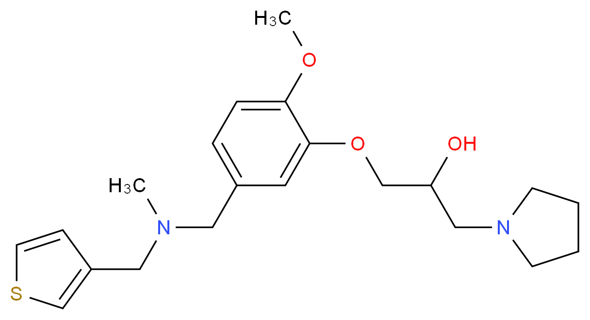 1-(2-methoxy-5-{[methyl(3-thienylmethyl)amino]methyl}phenoxy)-3-pyrrolidin-1-ylpropan-2-ol_分子结构_CAS_)