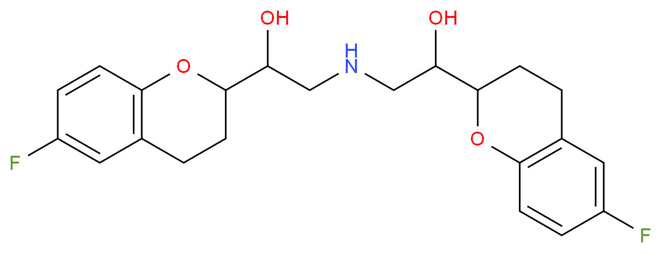 1-(6-fluoro-3,4-dihydro-2H-1-benzopyran-2-yl)-2-{[2-(6-fluoro-3,4-dihydro-2H-1-benzopyran-2-yl)-2-hydroxyethyl]amino}ethan-1-ol_分子结构_CAS_99200-09-6