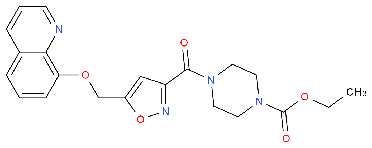 ethyl 4-({5-[(8-quinolinyloxy)methyl]-3-isoxazolyl}carbonyl)-1-piperazinecarboxylate_分子结构_CAS_)