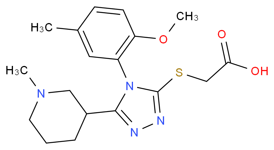 {[4-(2-methoxy-5-methylphenyl)-5-(1-methylpiperidin-3-yl)-4H-1,2,4-triazol-3-yl]thio}acetic acid_分子结构_CAS_)