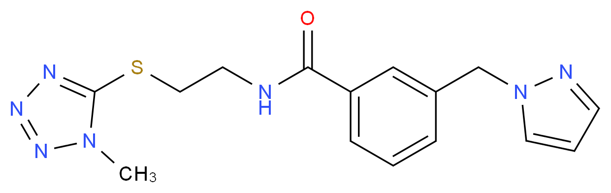 N-{2-[(1-methyl-1H-tetrazol-5-yl)thio]ethyl}-3-(1H-pyrazol-1-ylmethyl)benzamide_分子结构_CAS_)