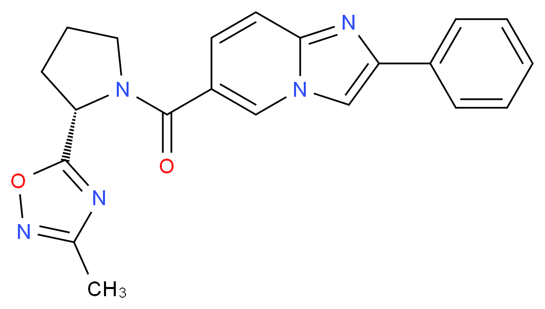 6-{[(2S)-2-(3-methyl-1,2,4-oxadiazol-5-yl)pyrrolidin-1-yl]carbonyl}-2-phenylimidazo[1,2-a]pyridine_分子结构_CAS_)
