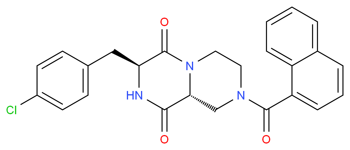 (3S,9aR)-3-(4-chlorobenzyl)-8-(1-naphthoyl)tetrahydro-2H-pyrazino[1,2-a]pyrazine-1,4(3H,6H)-dione_分子结构_CAS_)