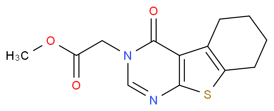 methyl 2-{3-oxo-8-thia-4,6-diazatricyclo[7.4.0.0<sup>2</sup>,<sup>7</sup>]trideca-1(9),2(7),5-trien-4-yl}acetate_分子结构_CAS_450376-42-8