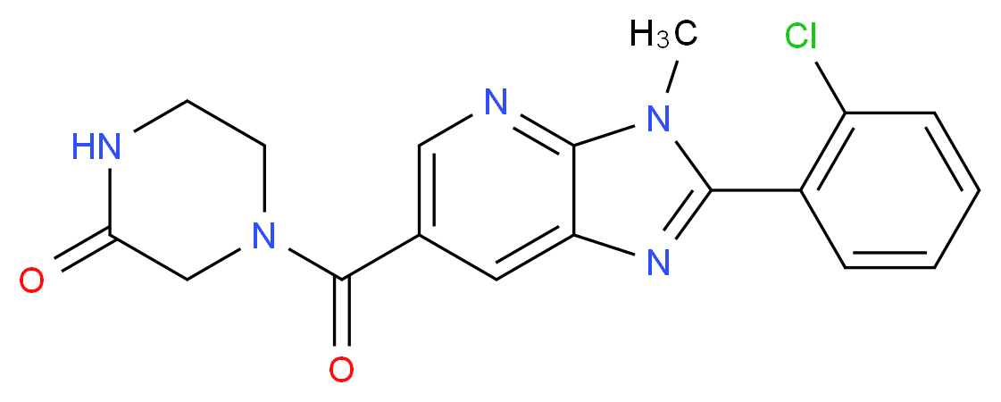 4-{[2-(2-chlorophenyl)-3-methyl-3H-imidazo[4,5-b]pyridin-6-yl]carbonyl}piperazin-2-one_分子结构_CAS_)