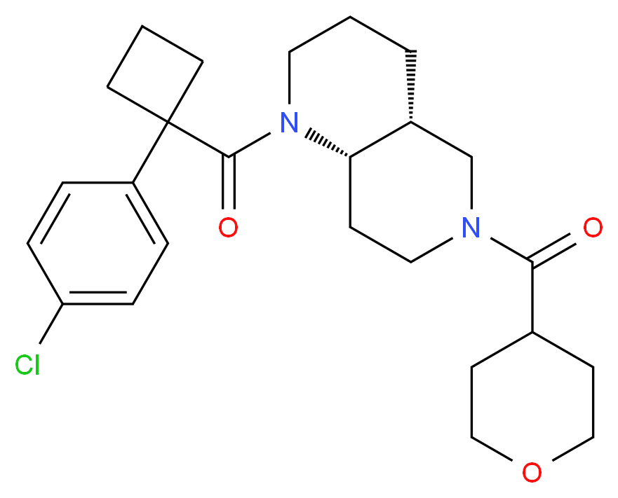 (4aR*,8aS*)-1-{[1-(4-chlorophenyl)cyclobutyl]carbonyl}-6-(tetrahydro-2H-pyran-4-ylcarbonyl)decahydro-1,6-naphthyridine_分子结构_CAS_)