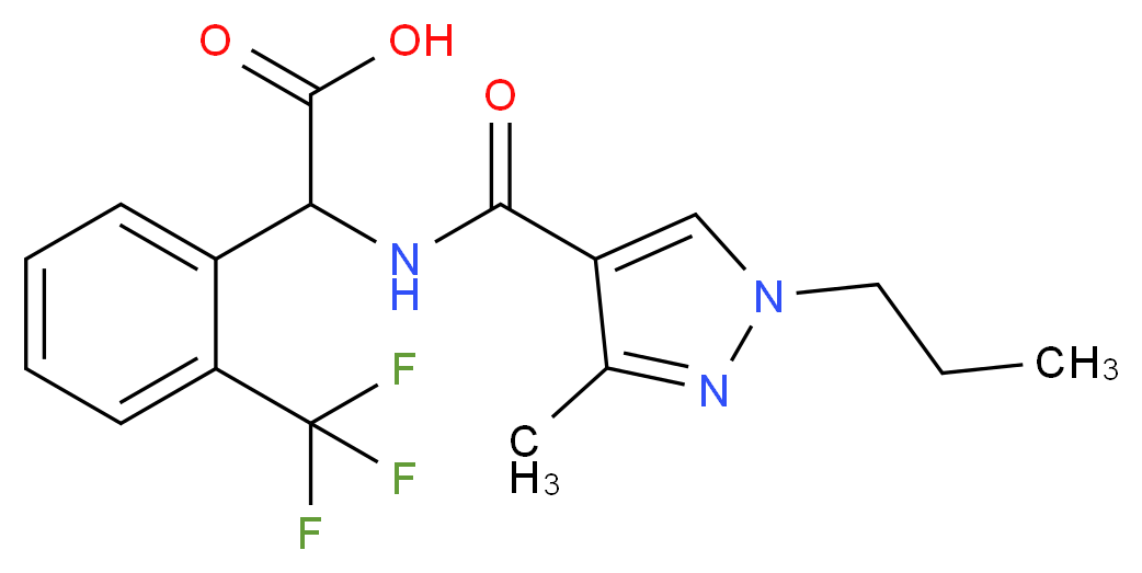 {[(3-methyl-1-propyl-1H-pyrazol-4-yl)carbonyl]amino}[2-(trifluoromethyl)phenyl]acetic acid_分子结构_CAS_)