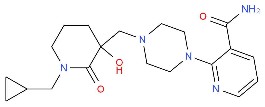 2-(4-{[1-(cyclopropylmethyl)-3-hydroxy-2-oxopiperidin-3-yl]methyl}piperazin-1-yl)nicotinamide_分子结构_CAS_)