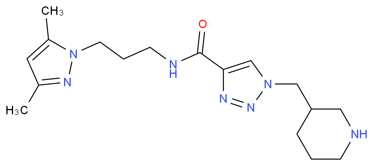 N-[3-(3,5-dimethyl-1H-pyrazol-1-yl)propyl]-1-(piperidin-3-ylmethyl)-1H-1,2,3-triazole-4-carboxamide_分子结构_CAS_)