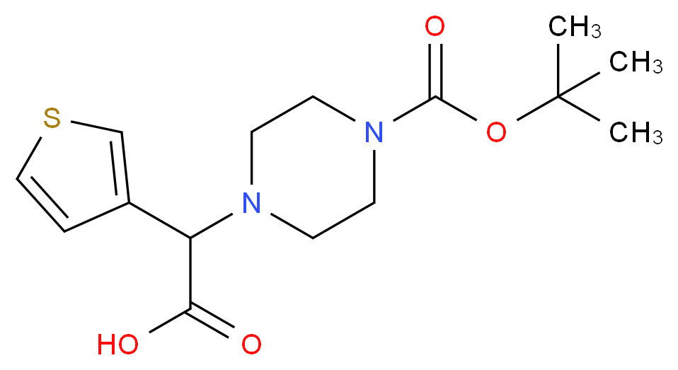 [4-(tert-butoxycarbonyl)piperazin-1-yl](3-thienyl)acetic acid_分子结构_CAS_885274-75-9)