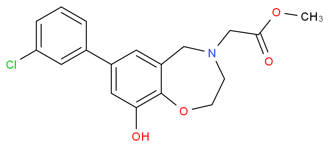 methyl [7-(3-chlorophenyl)-9-hydroxy-2,3-dihydro-1,4-benzoxazepin-4(5H)-yl]acetate_分子结构_CAS_)