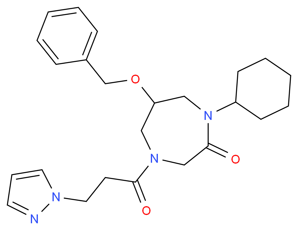 6-(benzyloxy)-1-cyclohexyl-4-[3-(1H-pyrazol-1-yl)propanoyl]-1,4-diazepan-2-one_分子结构_CAS_)