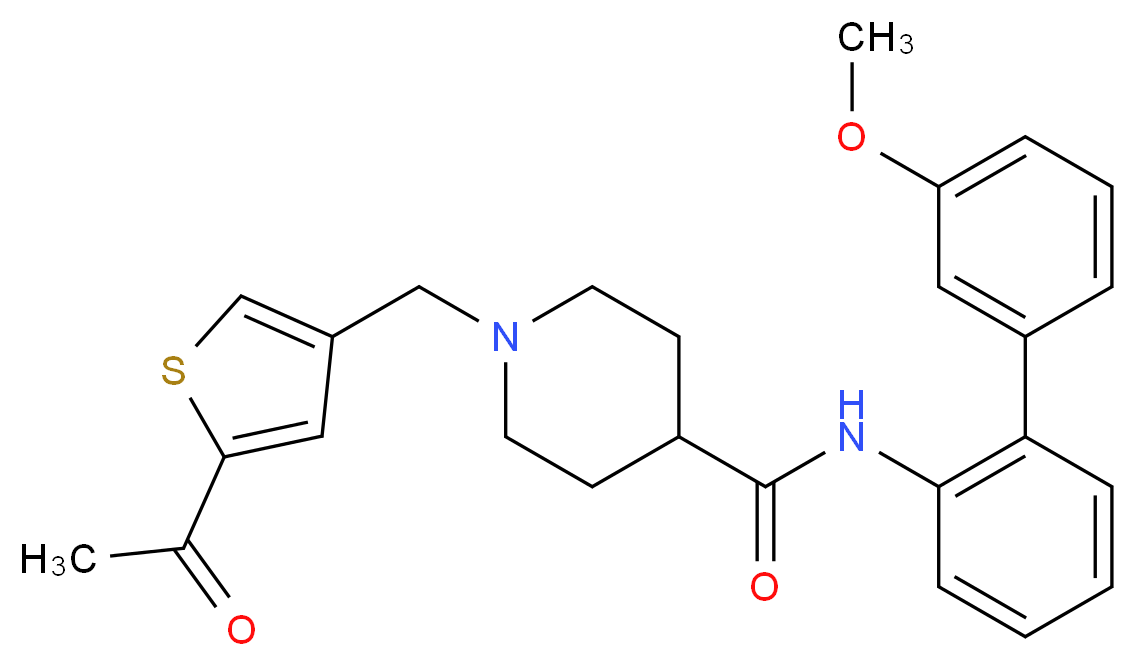 1-[(5-acetyl-3-thienyl)methyl]-N-(3'-methoxy-2-biphenylyl)-4-piperidinecarboxamide_分子结构_CAS_)