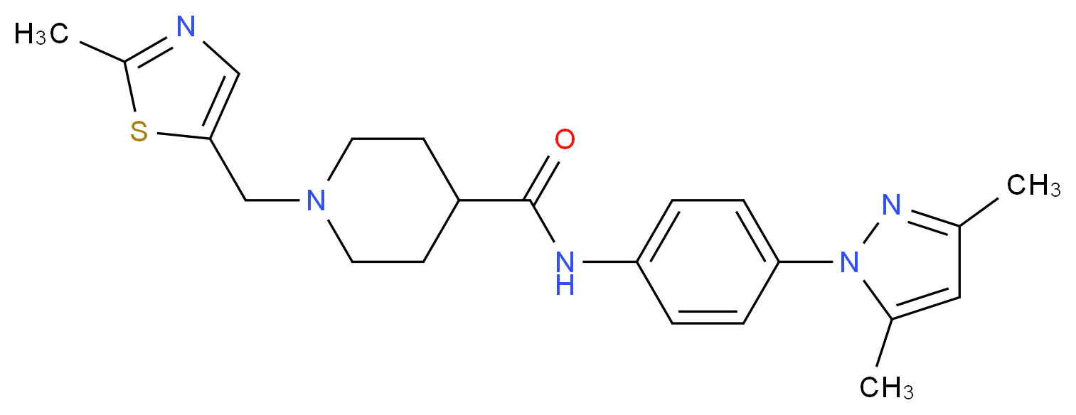 N-[4-(3,5-dimethyl-1H-pyrazol-1-yl)phenyl]-1-[(2-methyl-1,3-thiazol-5-yl)methyl]-4-piperidinecarboxamide_分子结构_CAS_)