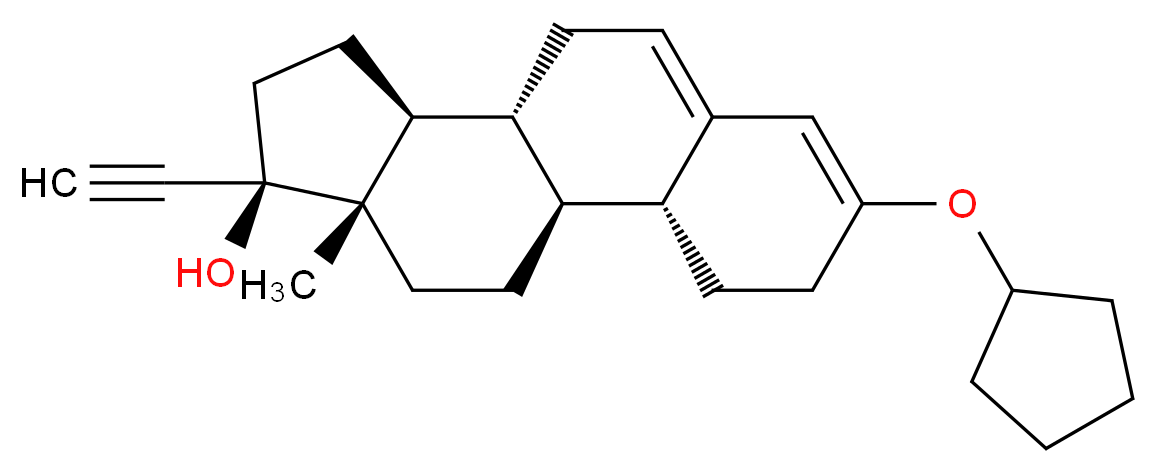 (1S,2R,10R,11S,14R,15S)-5-(cyclopentyloxy)-14-ethynyl-15-methyltetracyclo[8.7.0.0<sup>2</sup>,<sup>7</sup>.0<sup>1</sup><sup>1</sup>,<sup>1</sup><sup>5</sup>]heptadeca-5,7-dien-14-ol_分子结构_CAS_10592-65-1