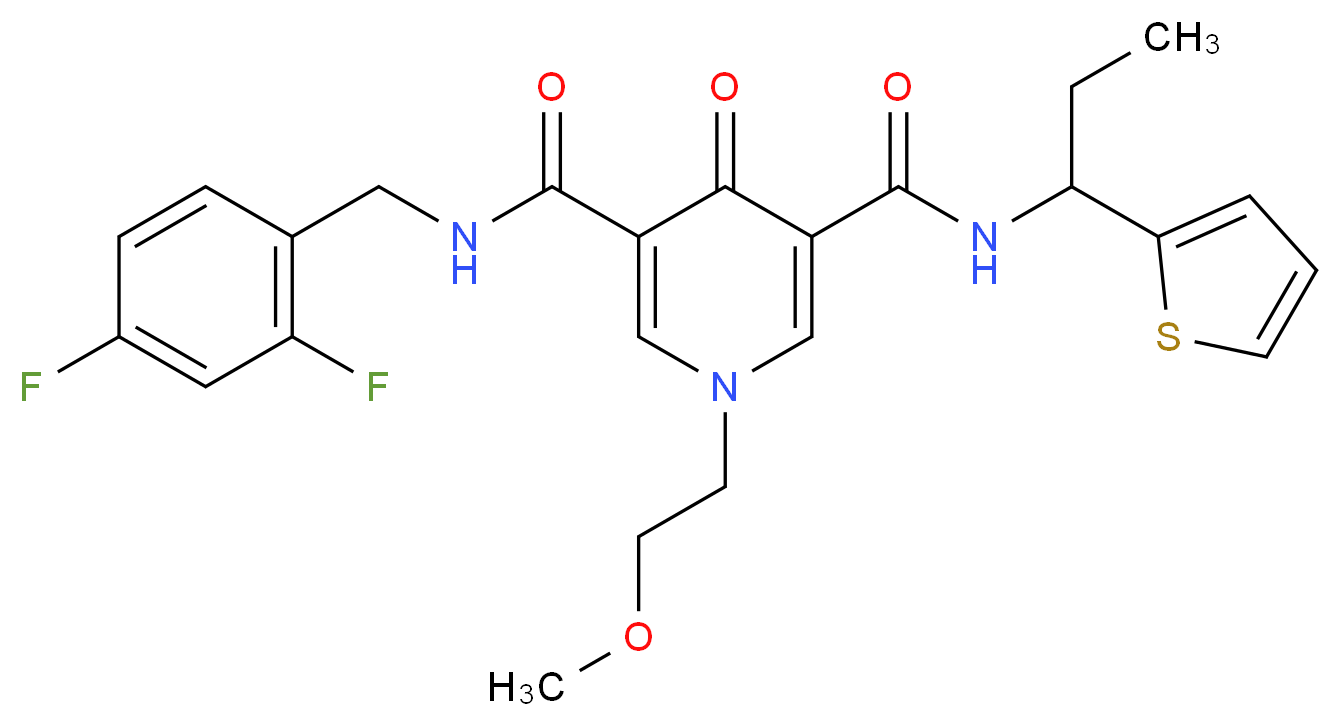 N-(2,4-difluorobenzyl)-1-(2-methoxyethyl)-4-oxo-N'-[1-(2-thienyl)propyl]-1,4-dihydro-3,5-pyridinedicarboxamide_分子结构_CAS_)