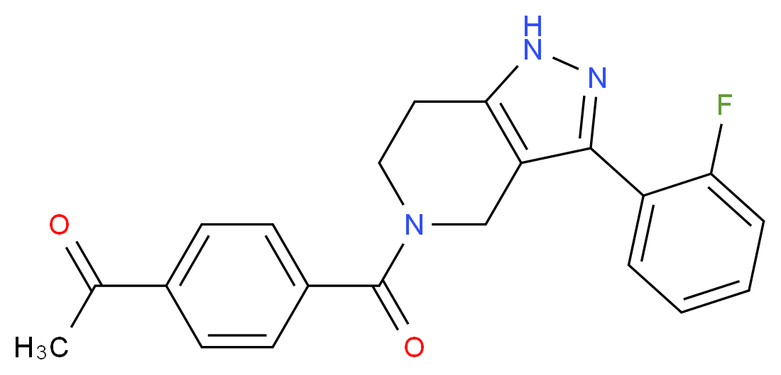 1-(4-{[3-(2-fluorophenyl)-1,4,6,7-tetrahydro-5H-pyrazolo[4,3-c]pyridin-5-yl]carbonyl}phenyl)ethanone_分子结构_CAS_)