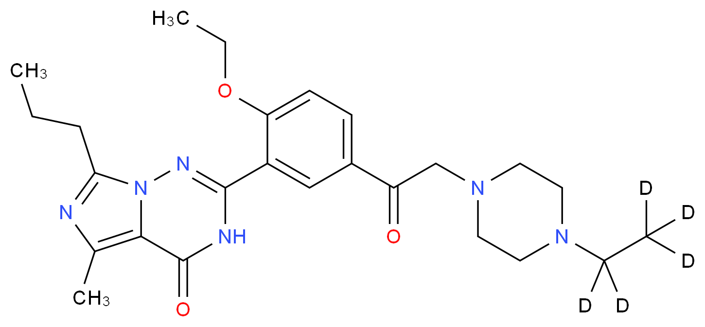 2-(2-ethoxy-5-{2-[4-(<sup>2</sup>H<sub>5</sub>)ethylpiperazin-1-yl]acetyl}phenyl)-5-methyl-7-propyl-3H,4H-imidazo[4,3-f][1,2,4]triazin-4-one_分子结构_CAS_1330171-51-1