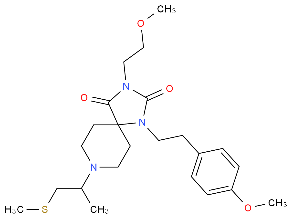 3-(2-methoxyethyl)-1-[2-(4-methoxyphenyl)ethyl]-8-[1-methyl-2-(methylthio)ethyl]-1,3,8-triazaspiro[4.5]decane-2,4-dione_分子结构_CAS_)