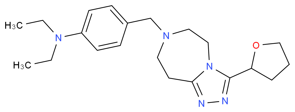 N,N-diethyl-4-{[3-(tetrahydro-2-furanyl)-5,6,8,9-tetrahydro-7H-[1,2,4]triazolo[4,3-d][1,4]diazepin-7-yl]methyl}aniline_分子结构_CAS_)