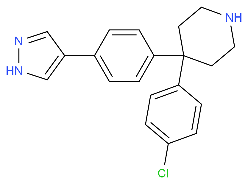 4-(4-chlorophenyl)-4-[4-(1H-pyrazol-4-yl)phenyl]piperidine_分子结构_CAS_857531-00-1