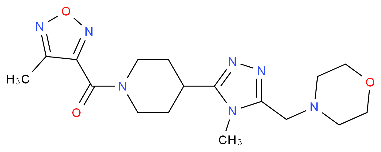 4-[(4-methyl-5-{1-[(4-methyl-1,2,5-oxadiazol-3-yl)carbonyl]piperidin-4-yl}-4H-1,2,4-triazol-3-yl)methyl]morpholine_分子结构_CAS_)