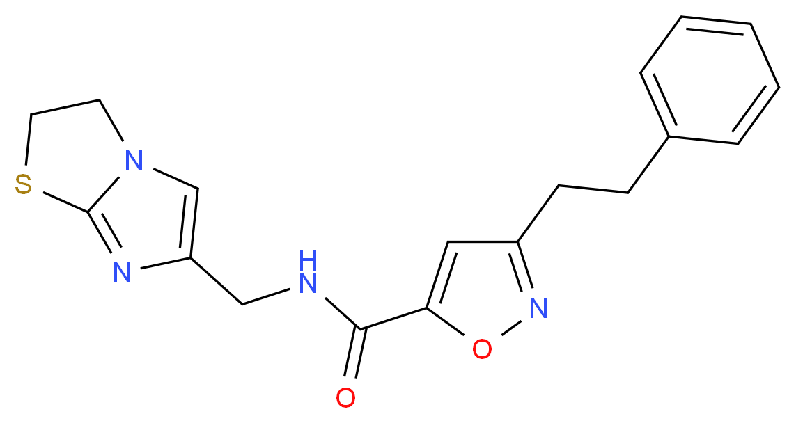 N-(2,3-dihydroimidazo[2,1-b][1,3]thiazol-6-ylmethyl)-3-(2-phenylethyl)-5-isoxazolecarboxamide_分子结构_CAS_)