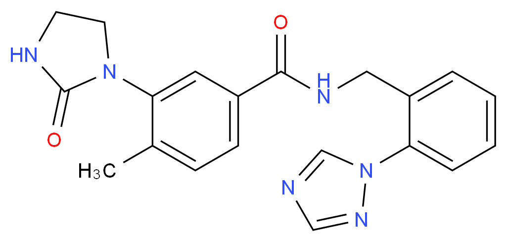 4-methyl-3-(2-oxo-1-imidazolidinyl)-N-[2-(1H-1,2,4-triazol-1-yl)benzyl]benzamide_分子结构_CAS_)