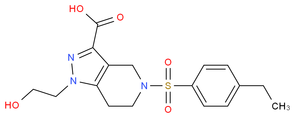 5-[(4-ethylphenyl)sulfonyl]-1-(2-hydroxyethyl)-4,5,6,7-tetrahydro-1H-pyrazolo[4,3-c]pyridine-3-carboxylic acid_分子结构_CAS_)