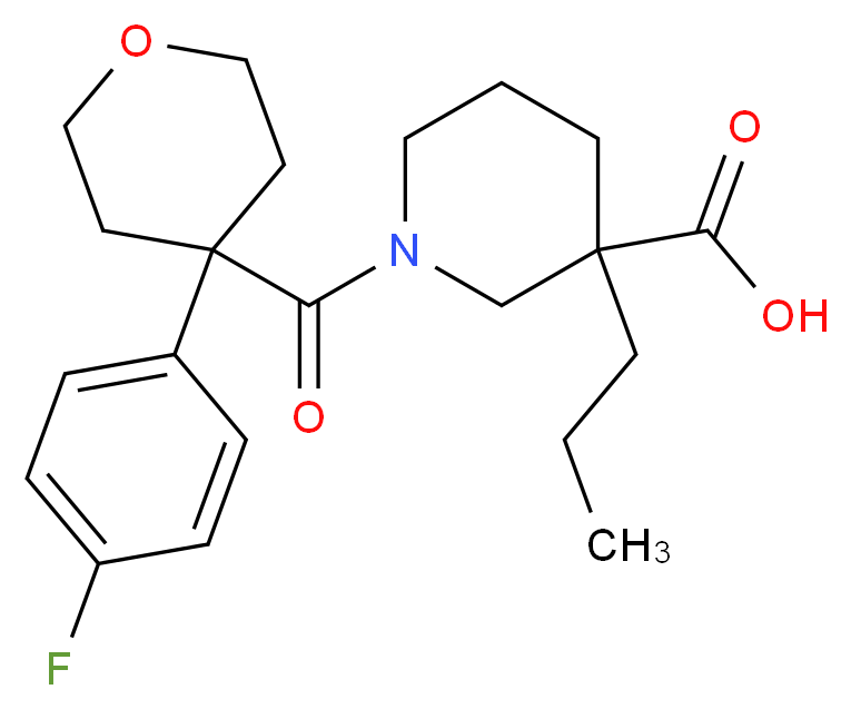 1-{[4-(4-fluorophenyl)tetrahydro-2H-pyran-4-yl]carbonyl}-3-propylpiperidine-3-carboxylic acid_分子结构_CAS_)