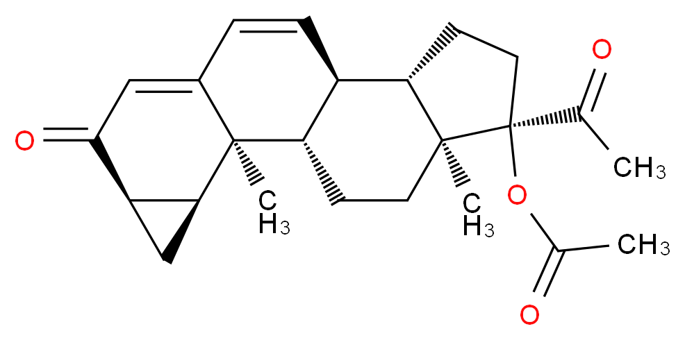 (1S,2S,3S,5R,11R,12S,15R,16S)-15-acetyl-2,16-dimethyl-6-oxopentacyclo[9.7.0.0<sup>2</sup>,<sup>8</sup>.0<sup>3</sup>,<sup>5</sup>.0<sup>1</sup><sup>2</sup>,<sup>1</sup><sup>6</sup>]octadeca-7,9-dien-15-yl acetate_分子结构_CAS_2701-50-0