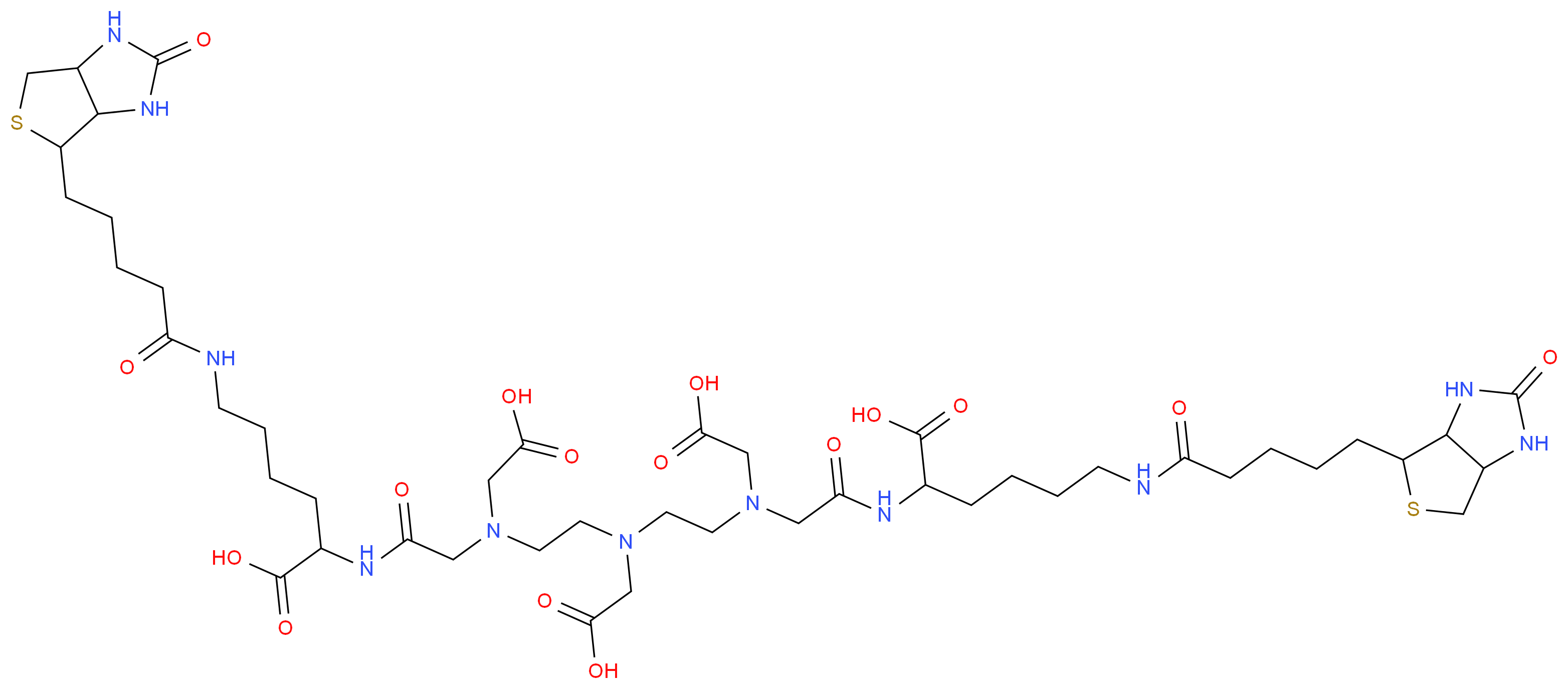 2-(2-{[2-({2-[({[1-carboxy-5-(5-{2-oxo-hexahydro-1H-thieno[3,4-d]imidazolidin-4-yl}pentanamido)pentyl]carbamoyl}methyl)(carboxymethyl)amino]ethyl}(carboxymethyl)amino)ethyl](carboxymethyl)amino}acetamido)-6-(5-{2-oxo-hexahydro-1H-thieno[3,4-d]imidazolidin-4-yl}pentanamido)hexanoic acid_分子结构_CAS_118896-98-3