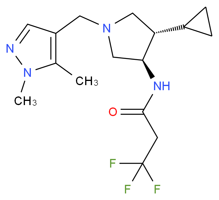 N-{(3R*,4S*)-4-cyclopropyl-1-[(1,5-dimethyl-1H-pyrazol-4-yl)methyl]-3-pyrrolidinyl}-3,3,3-trifluoropropanamide_分子结构_CAS_)