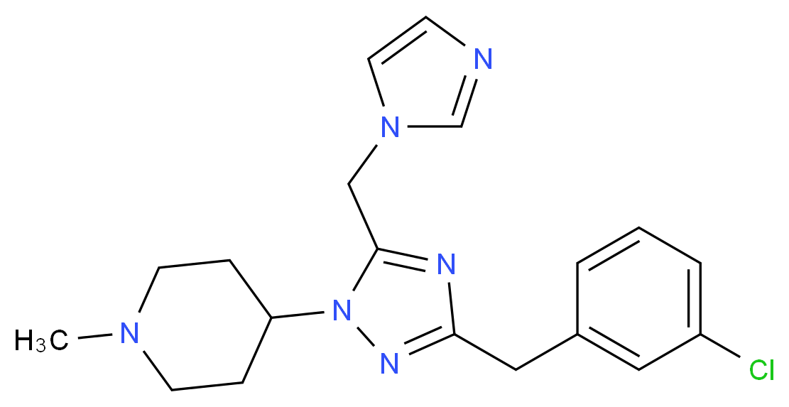 4-[3-(3-chlorobenzyl)-5-(1H-imidazol-1-ylmethyl)-1H-1,2,4-triazol-1-yl]-1-methylpiperidine_分子结构_CAS_)