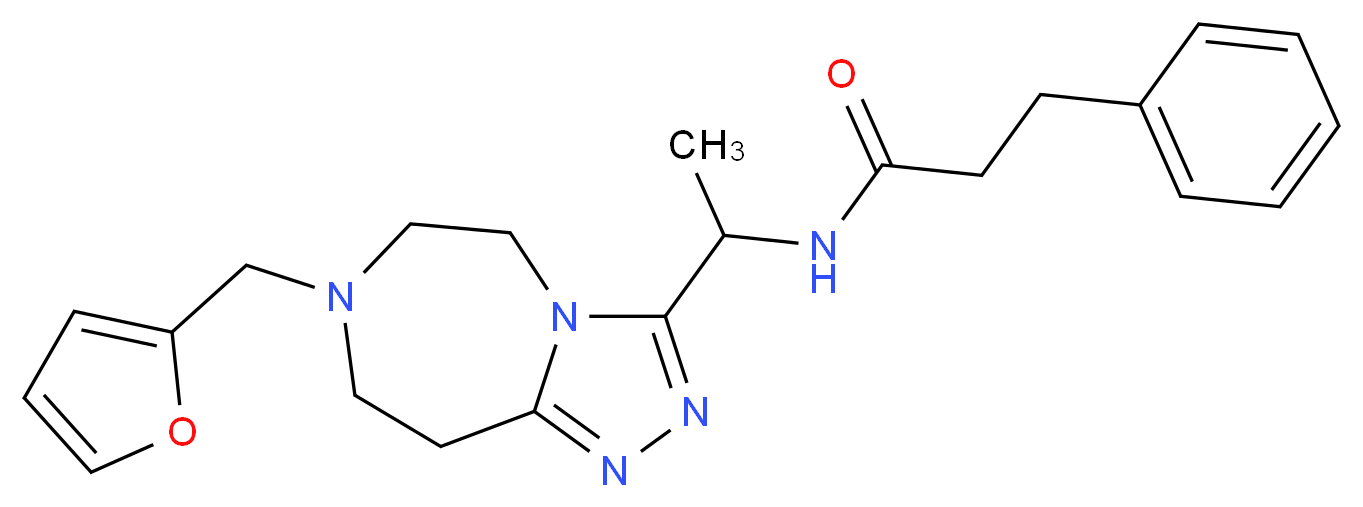 N-{1-[7-(2-furylmethyl)-6,7,8,9-tetrahydro-5H-[1,2,4]triazolo[4,3-d][1,4]diazepin-3-yl]ethyl}-3-phenylpropanamide_分子结构_CAS_)