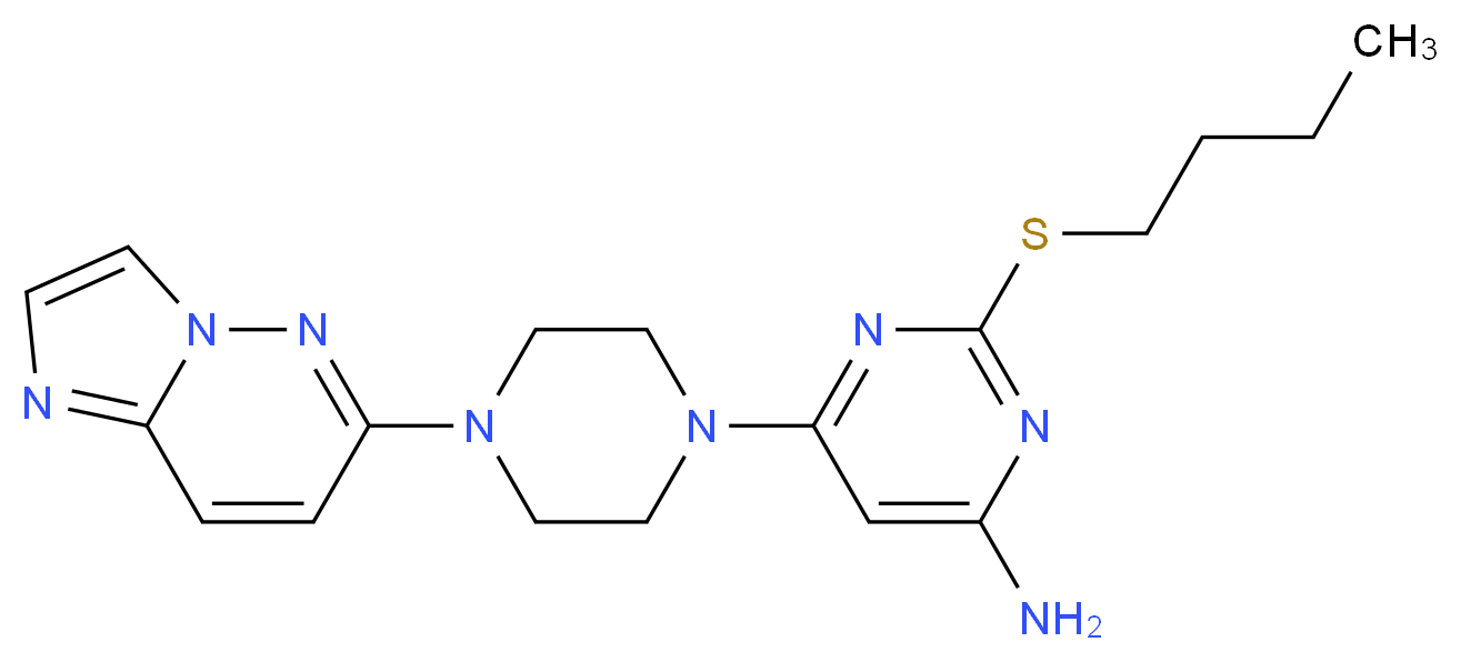 2-(butylthio)-6-(4-imidazo[1,2-b]pyridazin-6-ylpiperazin-1-yl)pyrimidin-4-amine_分子结构_CAS_)