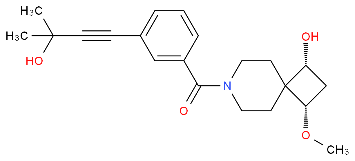 (1R*,3S*)-7-[3-(3-hydroxy-3-methylbut-1-yn-1-yl)benzoyl]-3-methoxy-7-azaspiro[3.5]nonan-1-ol_分子结构_CAS_)