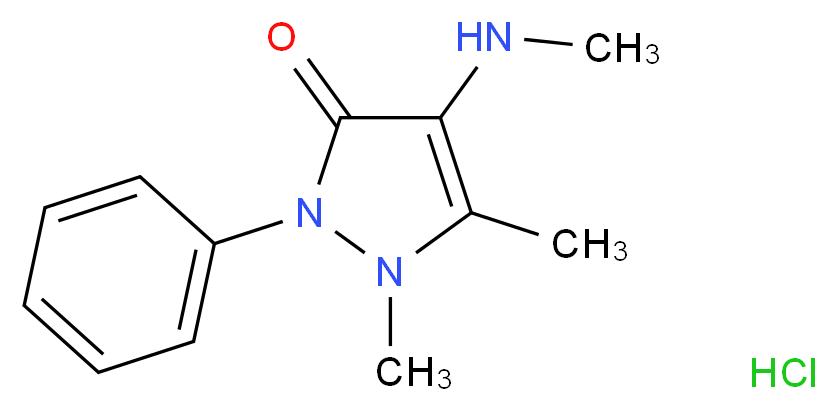 1,5-dimethyl-4-(methylamino)-2-phenyl-2,3-dihydro-1H-pyrazol-3-one hydrochloride_分子结构_CAS_519-98-2