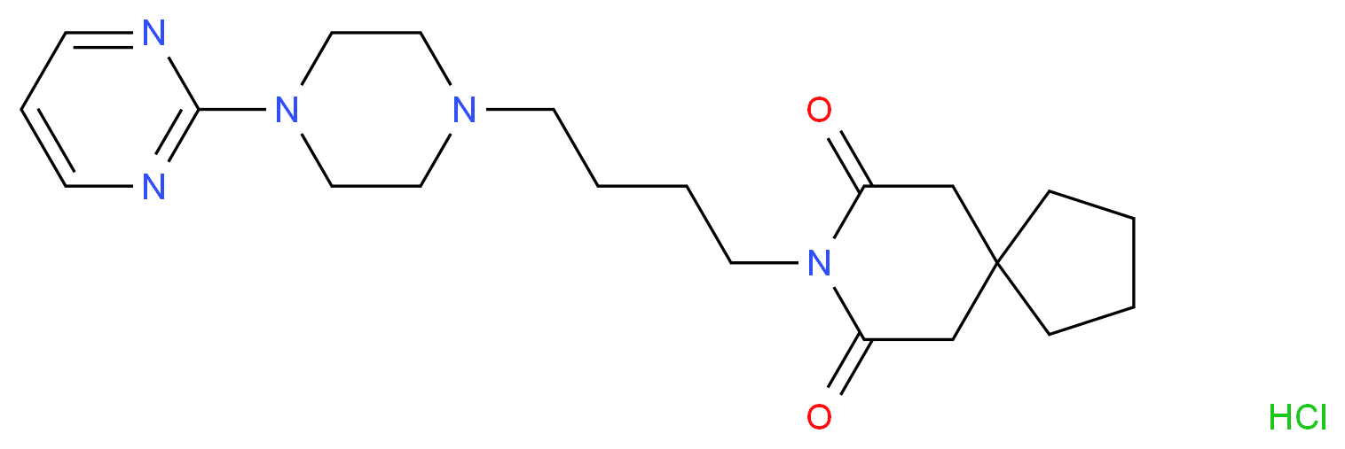 8-{4-[4-(pyrimidin-2-yl)piperazin-1-yl]butyl}-8-azaspiro[4.5]decane-7,9-dione hydrochloride_分子结构_CAS_)