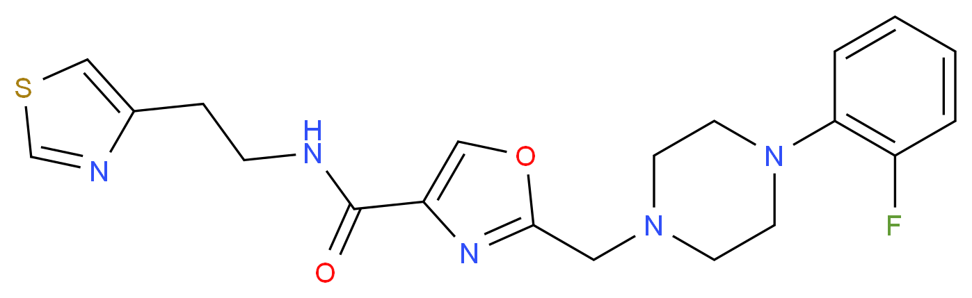 2-{[4-(2-fluorophenyl)-1-piperazinyl]methyl}-N-[2-(1,3-thiazol-4-yl)ethyl]-1,3-oxazole-4-carboxamide_分子结构_CAS_)