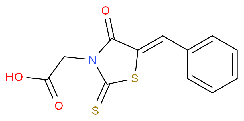 2-[(5Z)-4-oxo-5-(phenylmethylidene)-2-sulfanylidene-1,3-thiazolidin-3-yl]acetic acid_分子结构_CAS_82159-06-6