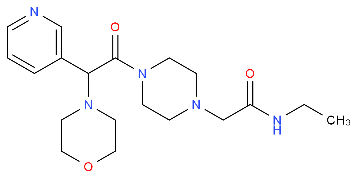 N-ethyl-2-{4-[4-morpholinyl(3-pyridinyl)acetyl]-1-piperazinyl}acetamide_分子结构_CAS_)